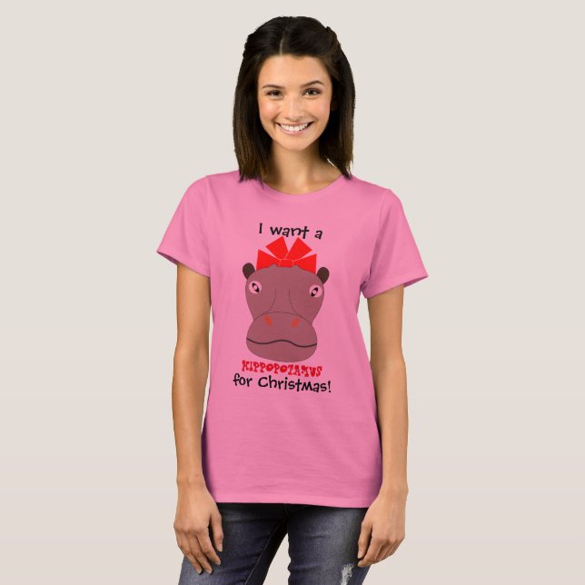 Je veux un Hippopotame pour Noël ! T-shirt (Devant entier)