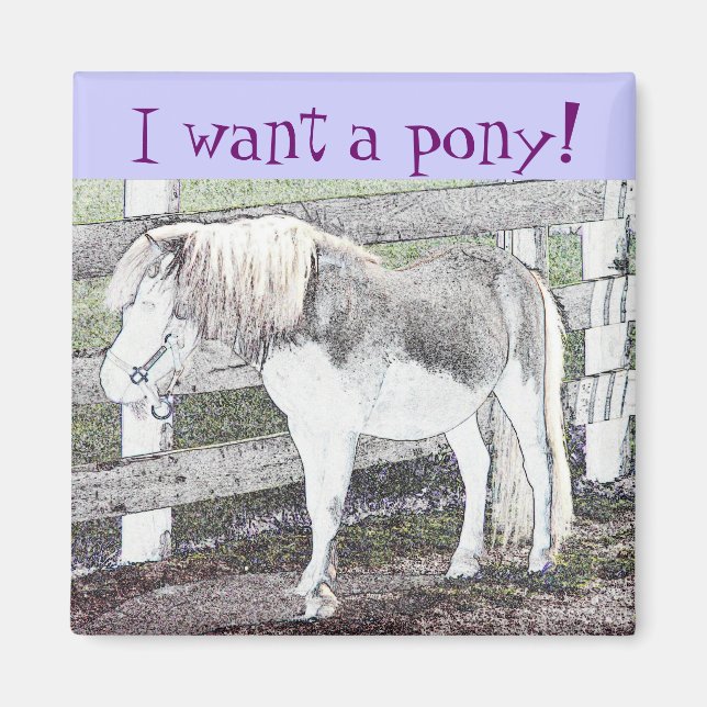 Je veux un poney ! Aimant (Devant)