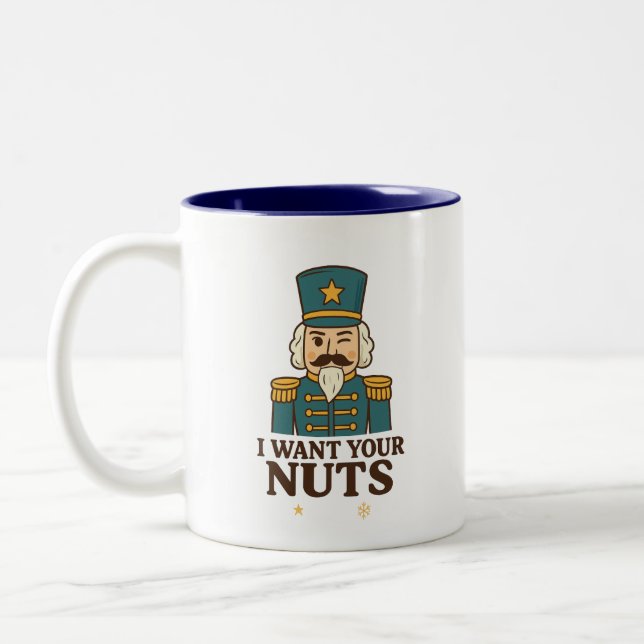Je Veux Vos Noix - Mug Casse-Noisette Deux Tons (Gauche)