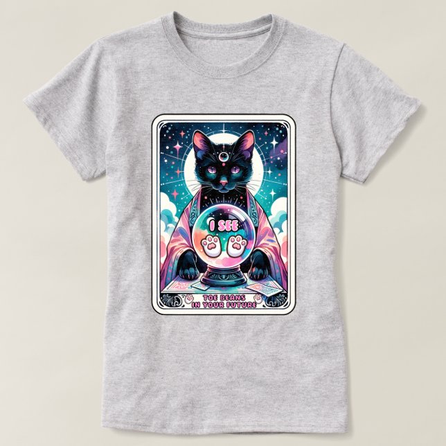 Je Vois T-Shirt Carte Tarot Cat Beans (Design devant)