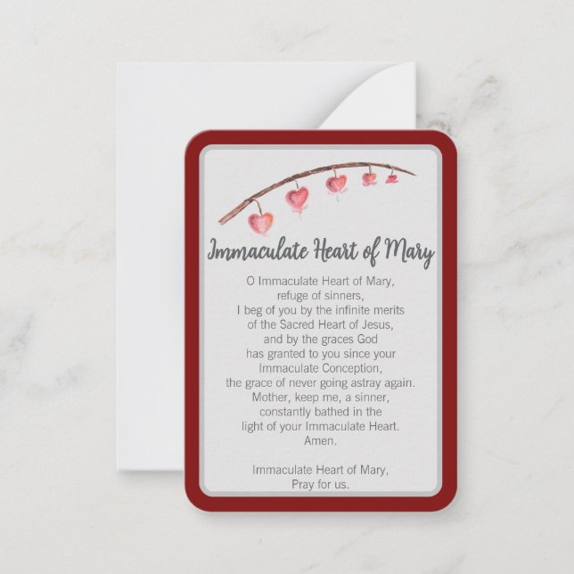 "Je vous ai prié aujourd'hui" Immaculé Carte pour  (Devant)