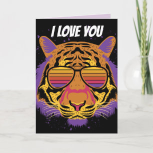 JE VOUS AIME CHAT TIGER POUR LUI CARTE D'ANNIVERSA