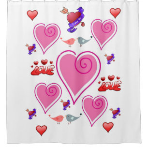 je vous aime coeur valentines jour douche rideau