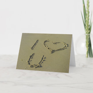 Je vous aime - plage sable écriture Carte de voeux