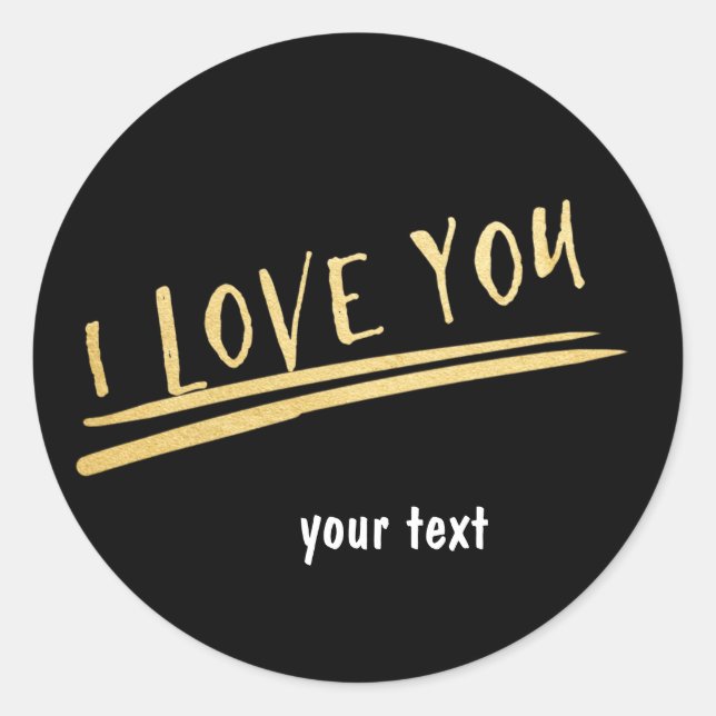 JE VOUS AIME Sticker Black & Gold Custom Chic (Devant)