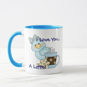 JE VOUS AIME UN LATTE Blue Bird Winter Coffee Mug