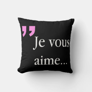 Je vous aime Valentine Coussin noir blanc 2face