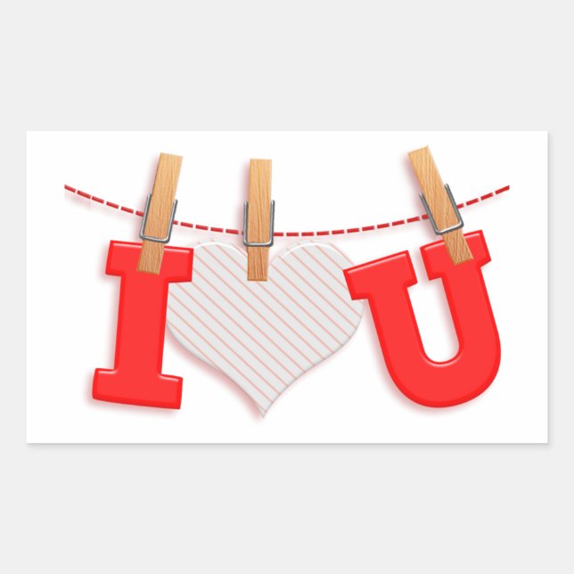 Je Vous Coeur Sticker Rectangulaire (Devant)