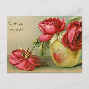 Je Vous Souhaite Joie Vintage Floral Carte Postale