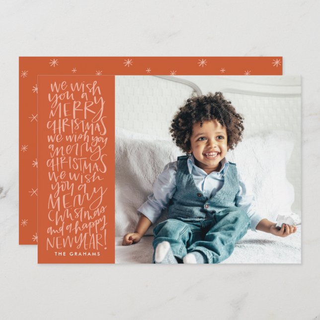 Je vous souhaite un joyeux Noël en Carte photo rou (Devant / Derrière)