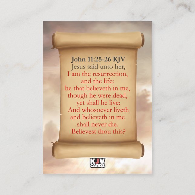Jean 11:25-26 KJV Cartes (Dos)
