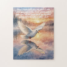 Jean 14:27 Colombe blanche chrétienne Puzzle à piè
