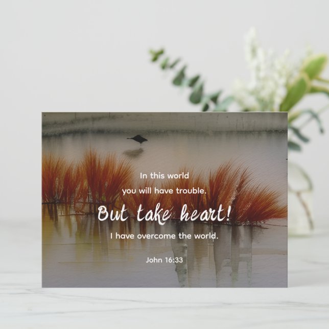 Jean 16:33 J'ai surmonté la Bible Verse Carte Plat (Debout devant)