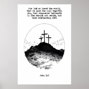Jean 3 16 Calvary Hill Impression d'art Pour Dieu 