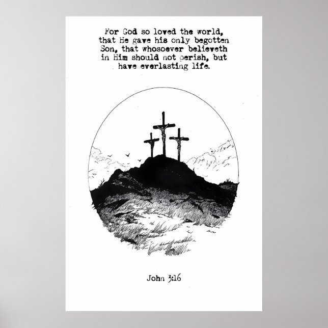 Jean 3 16 Calvary Hill Impression d'art Pour Dieu  (Devant)