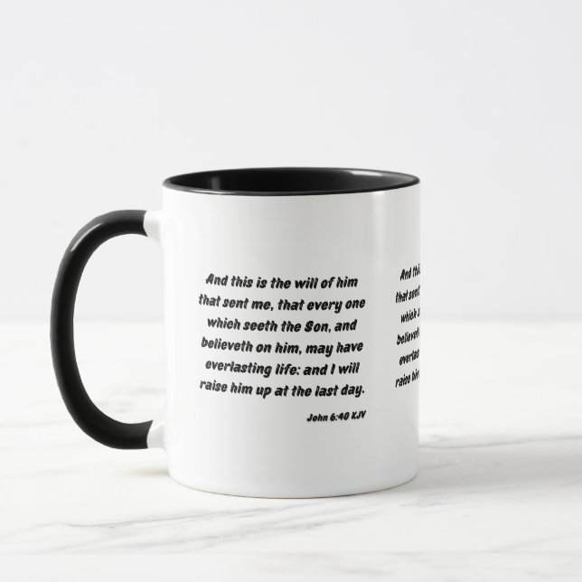 Jean 6:40 KJV Bible Verse Mug à deux tons (Gauche)