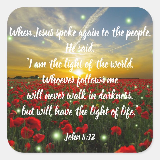 Jean 8:12 Bible Verse Stickers Écriture Chrétienne (Devant)