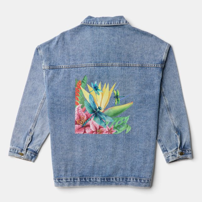 Jean Dragonfly Botanical Paradise  Veste en Denim (Verso)