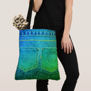 Jean vert aspect sac fourre-tout