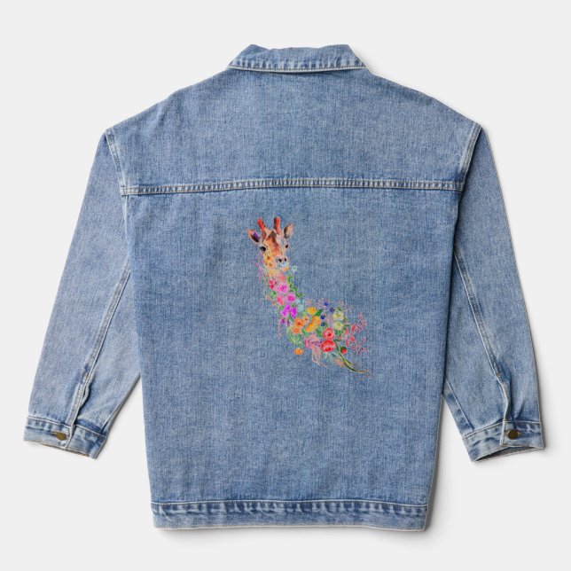 Jean Veste Denim en Giraffe Florale (Verso)