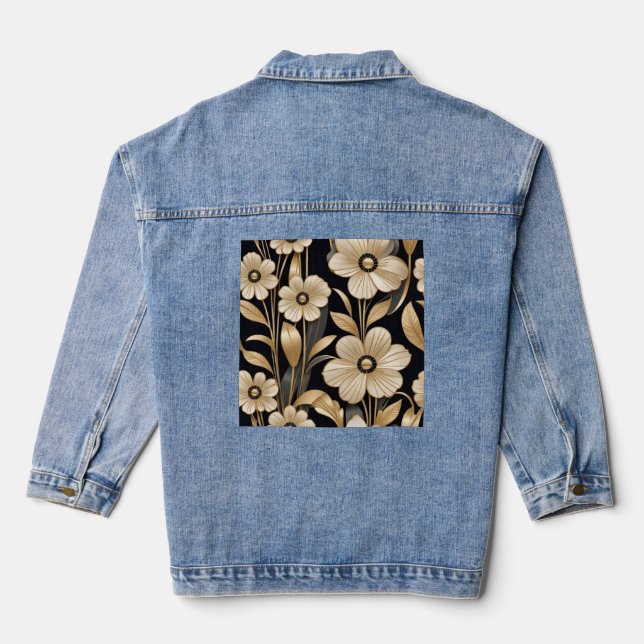 Jean Veste Denim Flowers en or noir (Verso)