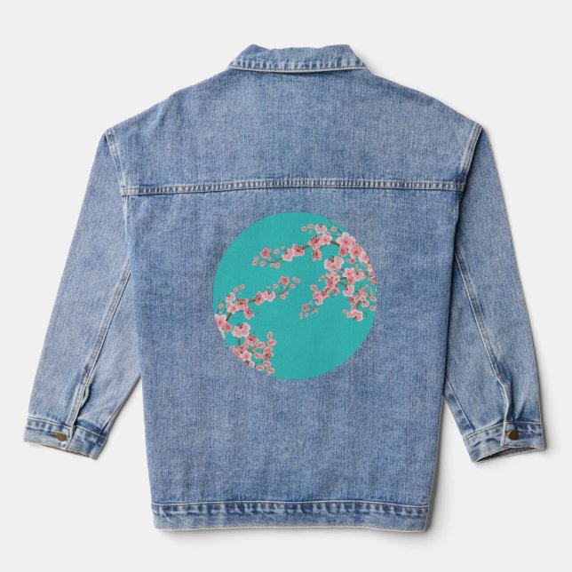 Jean Veste en denim à fleurs de cerisier botaniques (Verso)