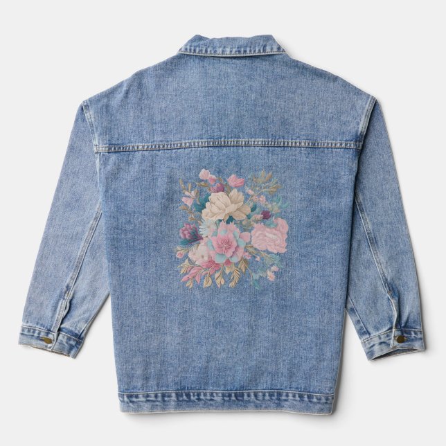 Jean Veste en denim Art Fleur sauvage esthétique (Verso)