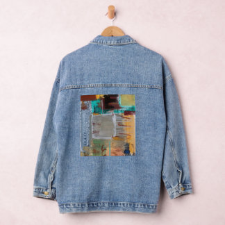 Jean Veste en denim avec art abstrait