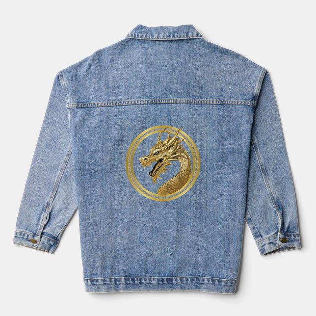 Jean Veste en Denim Doré-Dragon (Verso)