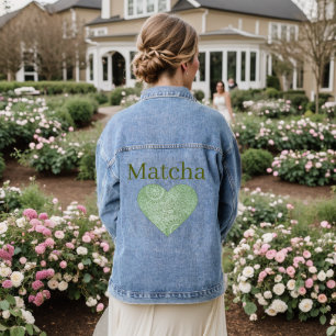 Jean Veste en denim matcha