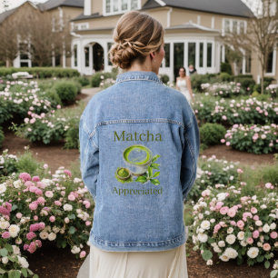 Jean Veste en denim matcha