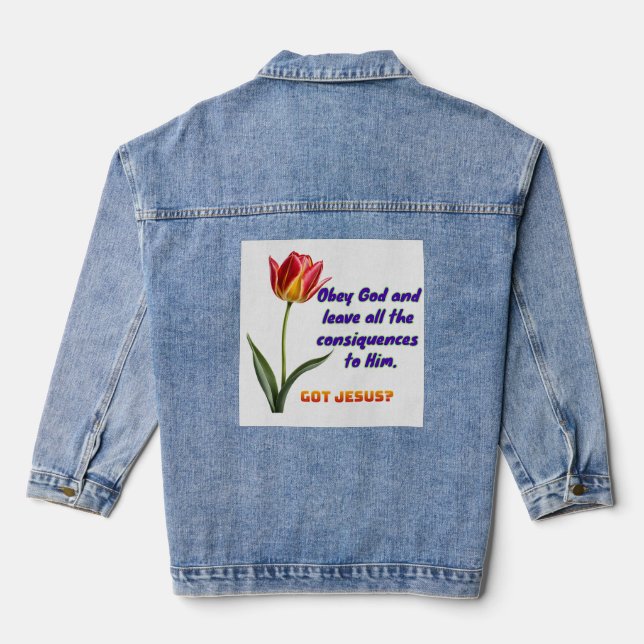 Jean Veste en denim Obéir à Dieu (Verso)