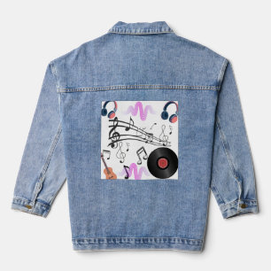 Jean Veste en denim Sound Wave Music Musique élégante