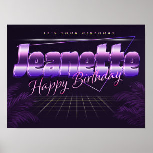 Jeanette Nom Vorname lila retro Poster Geburtstag