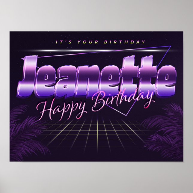 Jeanette Nom Vorname lila retro Poster Geburtstag (Devant)