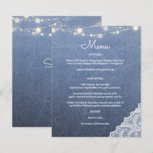 Jeans bleu budget, lumières à cordes et menu dente