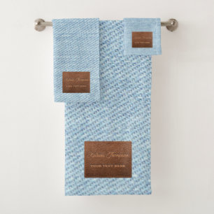 Jeans bleu moderne Texture Patch en cuir
