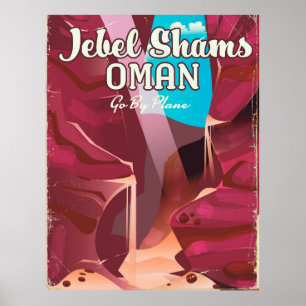 Jebel Shams, affiche de voyage d'Oman vintage.