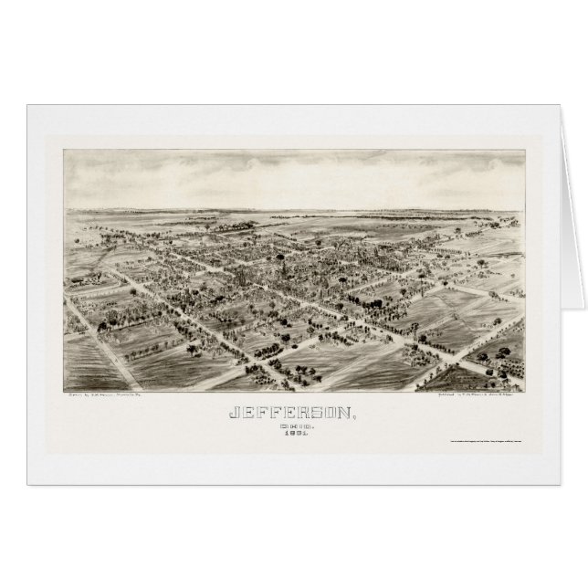 Jefferson, carte panoramique de l'OH - 1901 (Devant horizontal)