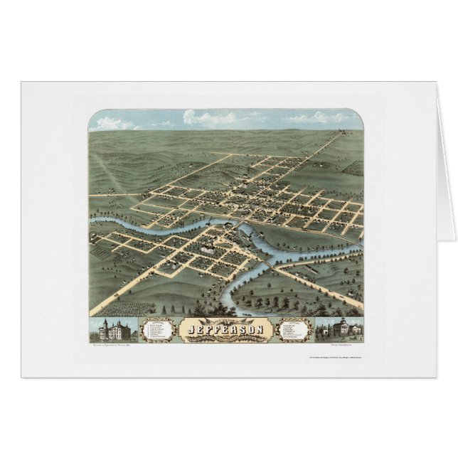 Jefferson, carte panoramique de WI - 1870 (Devant horizontal)