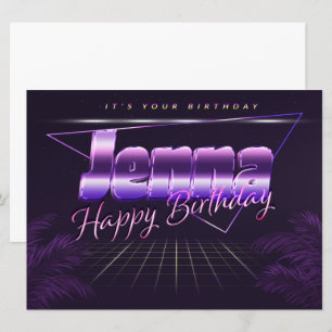 Jenna prénom carte rétro lilas pour anniversaire