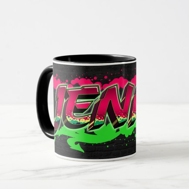 Jenny Vorname Name Graffiti red green Tasse (Devant gauche)