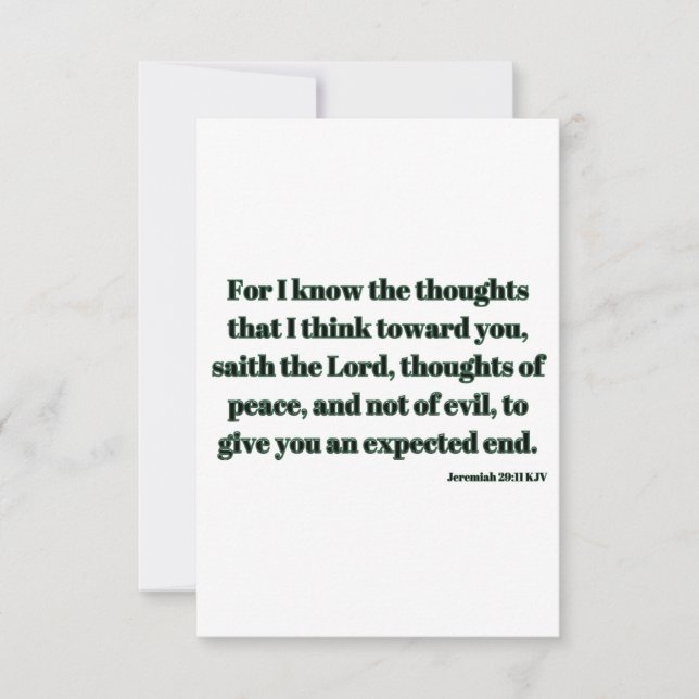 Jeremiah 29:11 KJV Bible Verse Carte de voeux plat (Devant)