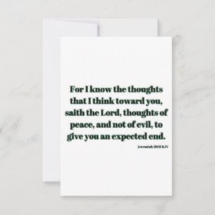 Jeremiah 29:11 KJV Bible Verse Carte de voeux plat