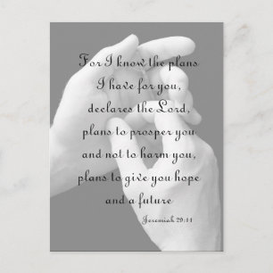 Jeremiah 29:11 Mains avec carte postale Crucifix