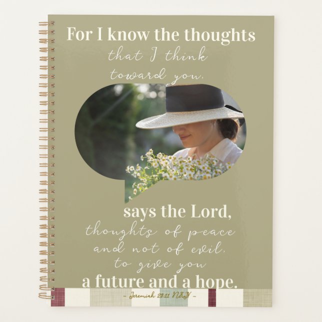 Jeremiah 29:11 Sage Green Plaid Personal Planner  (Devant)