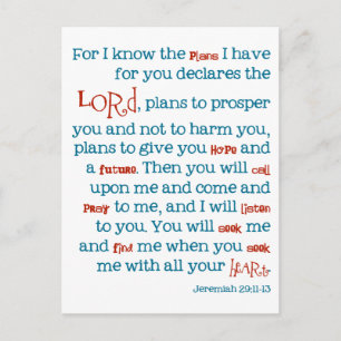 Jeremiah Plans Christian Bible Citation Card Carte