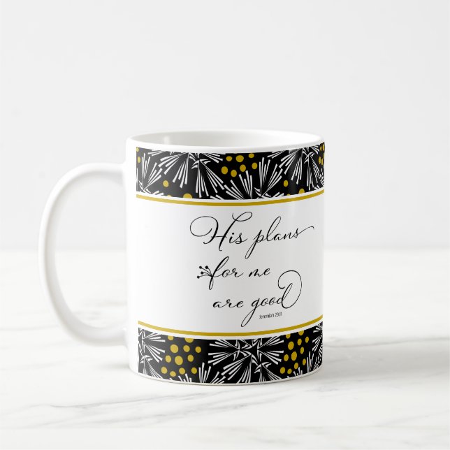 Jérémie 29:11 Mug Motif noir et or (Gauche)