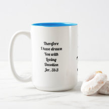 Jérémie 31:3 Dieu t'aime ! Mug de café à deux tons