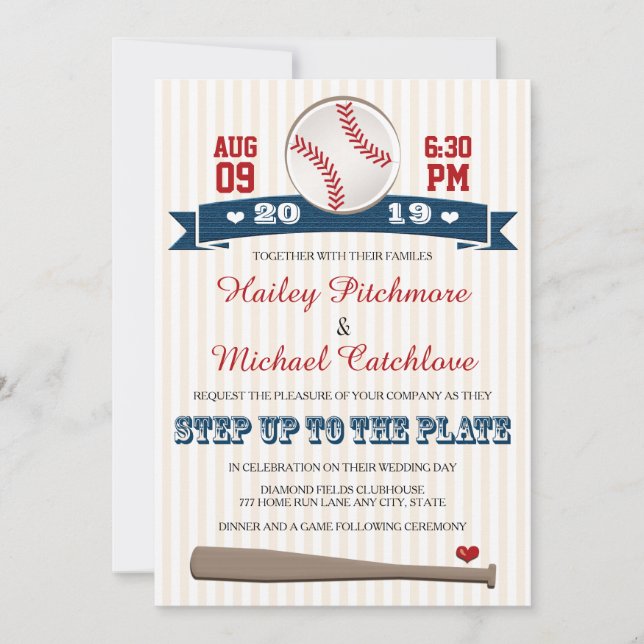 Jersey Baseball Thème Mariage Invitations (Devant)